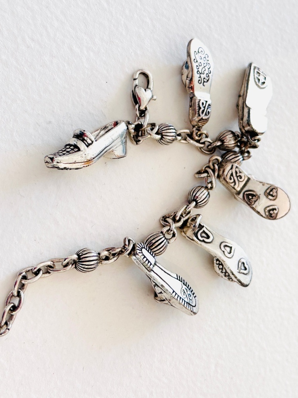 BRIGHTON Charm Bracelet I LOVE SHOES Silver Tone Retired